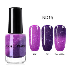 NICOLE DIARY Holographic Nail Polish Thermal Glitter Chameleon Temperature Color Changing Manicure Varnish Gradient Nail Lacquer