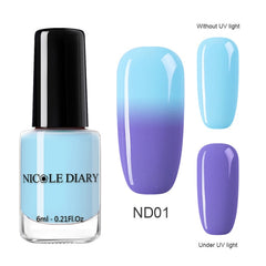 NICOLE DIARY Holographic Nail Polish Thermal Glitter Chameleon Temperature Color Changing Manicure Varnish Gradient Nail Lacquer