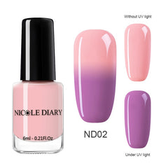 NICOLE DIARY Holographic Nail Polish Thermal Glitter Chameleon Temperature Color Changing Manicure Varnish Gradient Nail Lacquer