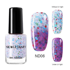 NICOLE DIARY Holographic Nail Polish Thermal Glitter Chameleon Temperature Color Changing Manicure Varnish Gradient Nail Lacquer