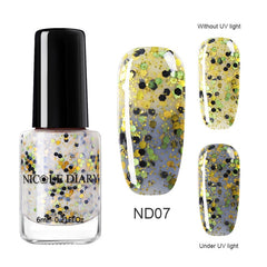 NICOLE DIARY Holographic Nail Polish Thermal Glitter Chameleon Temperature Color Changing Manicure Varnish Gradient Nail Lacquer