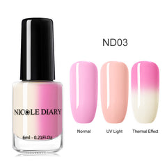 NICOLE DIARY Holographic Nail Polish Thermal Glitter Chameleon Temperature Color Changing Manicure Varnish Gradient Nail Lacquer