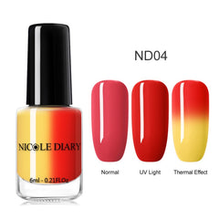 NICOLE DIARY Holographic Nail Polish Thermal Glitter Chameleon Temperature Color Changing Manicure Varnish Gradient Nail Lacquer